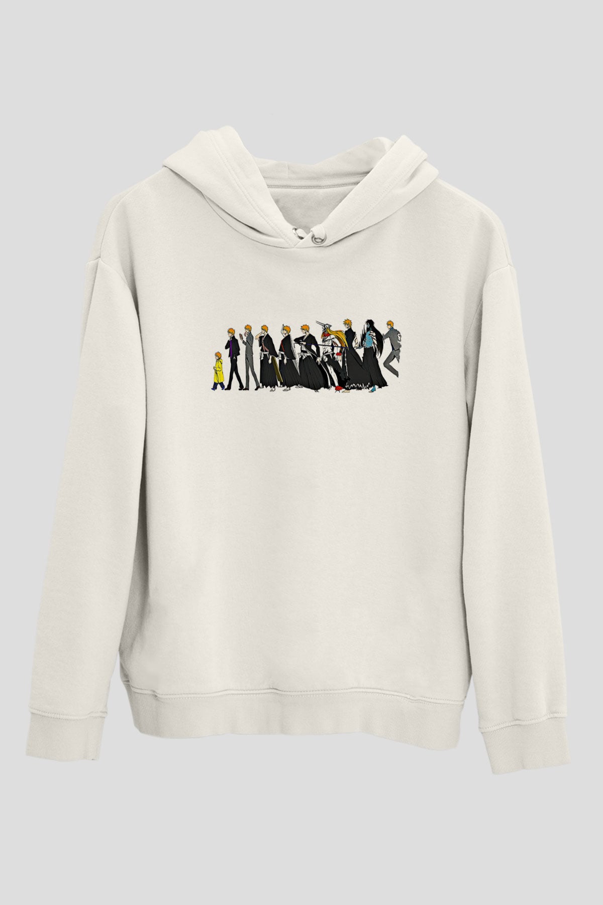 Bleach Baskılı Beyaz Unisex Hoodie