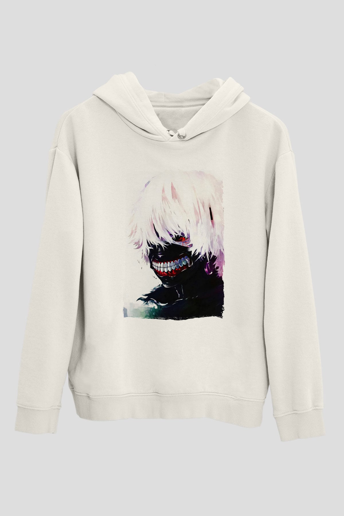 Bleach Baskılı Beyaz Unisex Hoodie