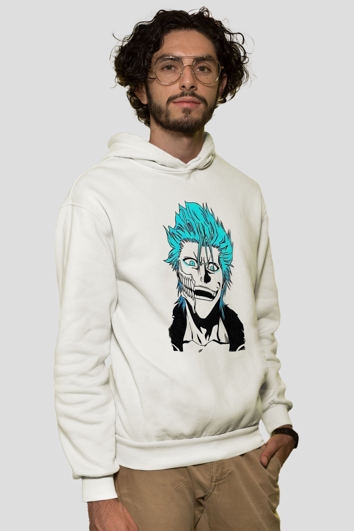 Bleach Baskılı Beyaz Unisex Hoodie