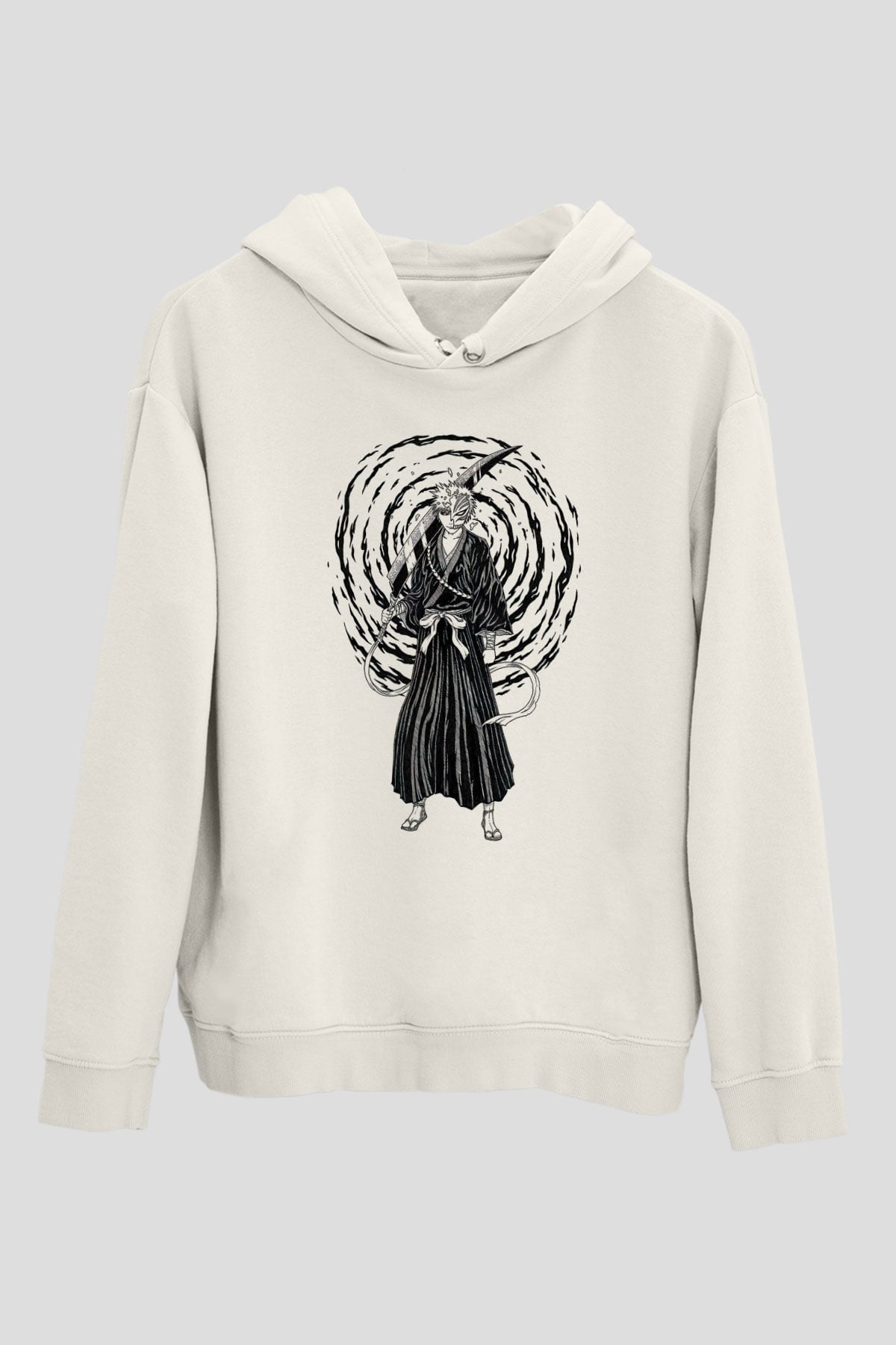 Bleach Baskılı Beyaz Unisex Hoodie