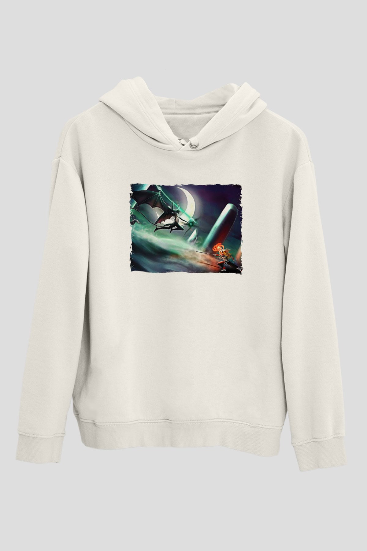 Bleach Baskılı Beyaz Unisex Hoodie