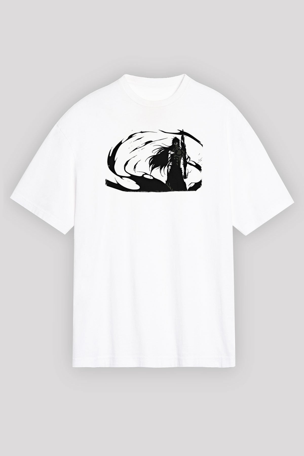 Bleach Baskılı Beyaz Unisex Oversize Tişört - Tshirt