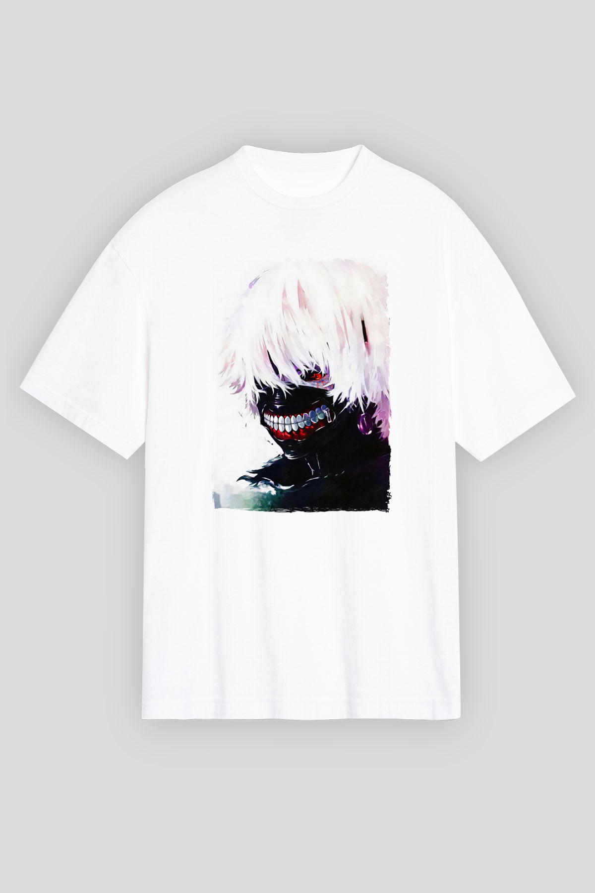 Bleach Baskılı Beyaz Unisex Oversize Tişört - Tshirt