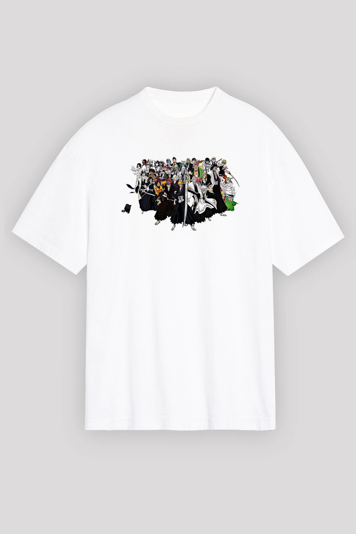 Bleach Baskılı Beyaz Unisex Oversize Tişört - Tshirt
