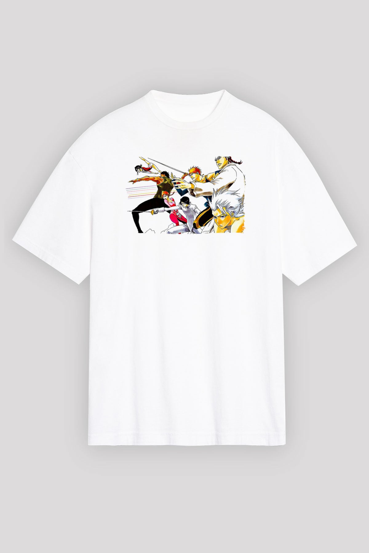 Bleach Baskılı Beyaz Unisex Oversize Tişört - Tshirt