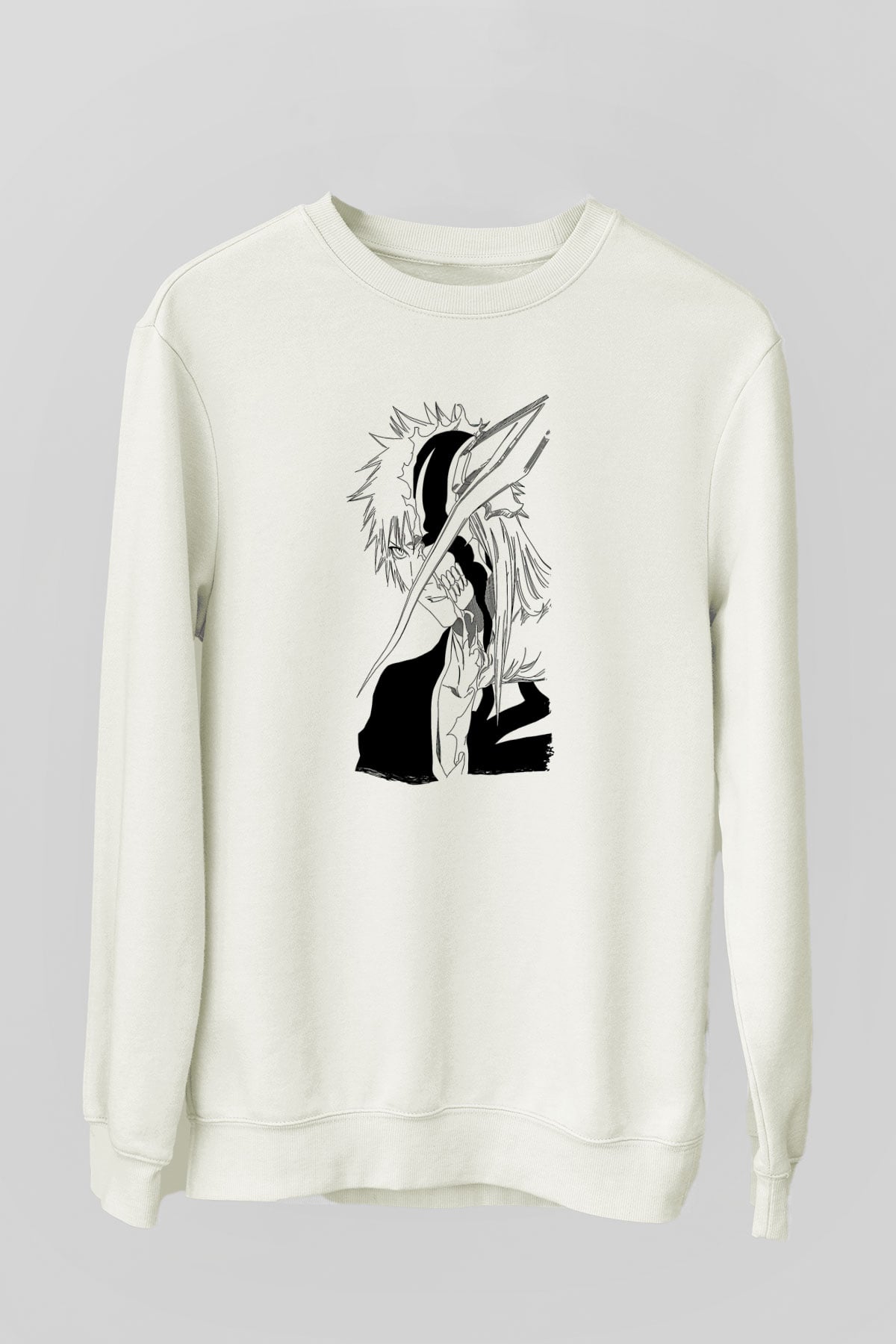 Bleach Baskılı Beyaz Unisex Sweatshirt