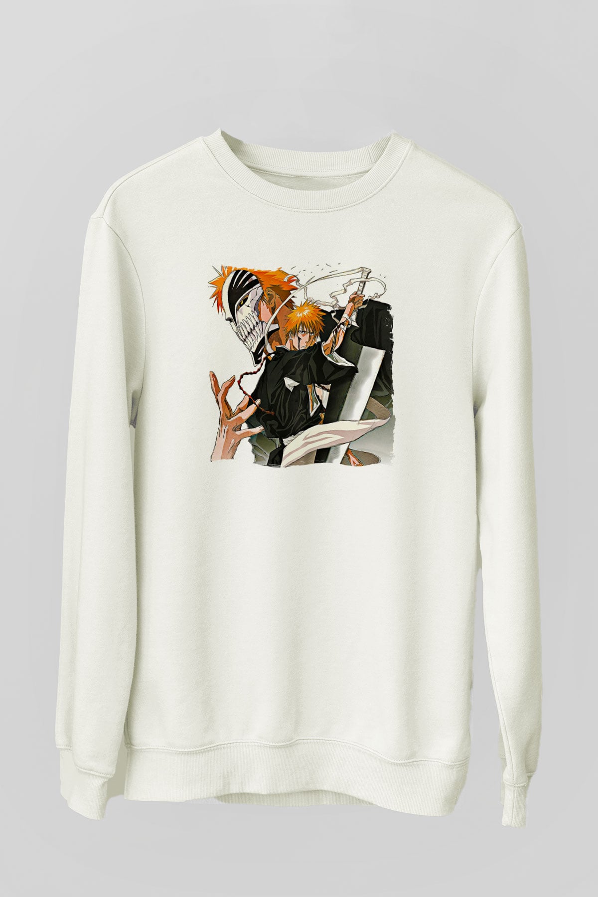 Bleach Baskılı Beyaz Unisex Sweatshirt