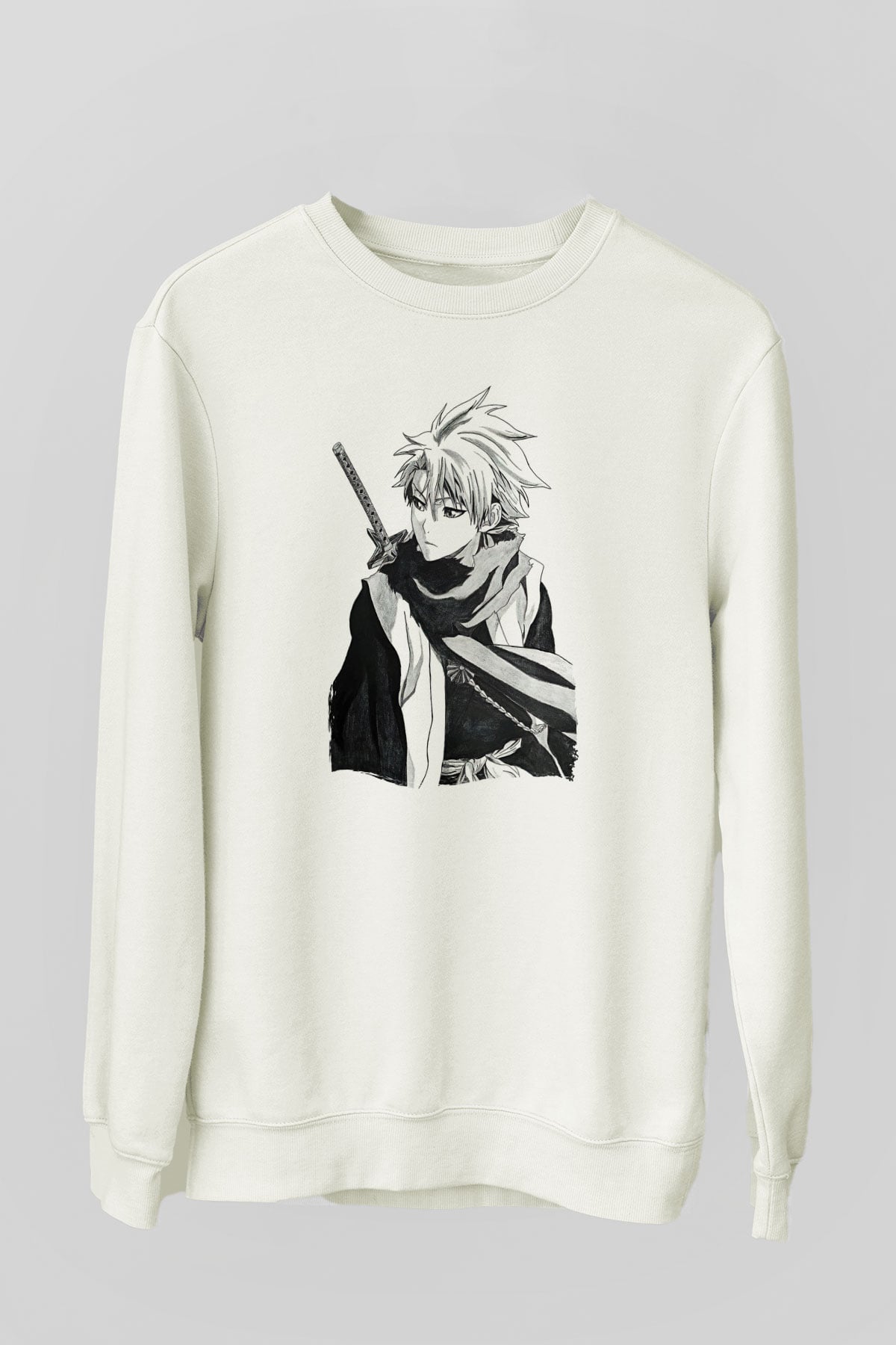 Bleach Baskılı Beyaz Unisex Sweatshirt