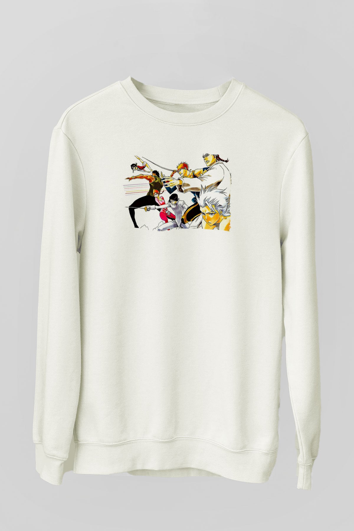 Bleach Baskılı Beyaz Unisex Sweatshirt