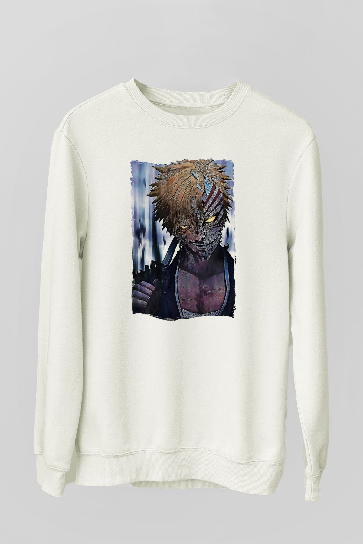 Bleach Baskılı Beyaz Unisex Sweatshirt