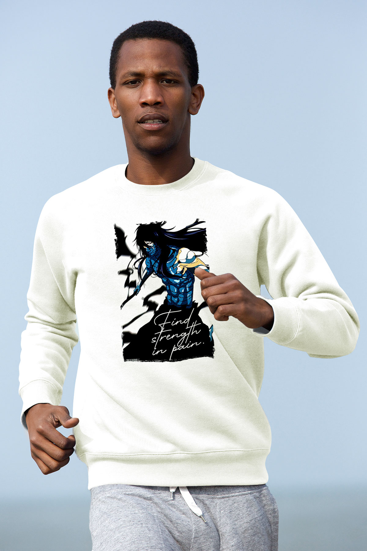 Bleach Baskılı Beyaz Unisex Sweatshirt