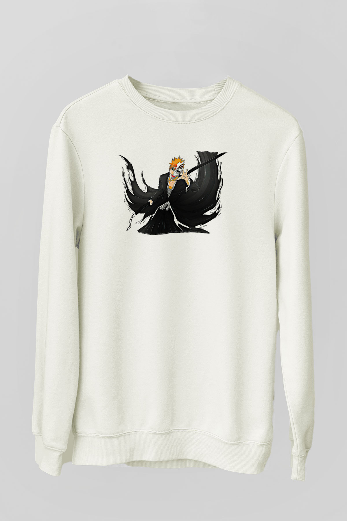 Bleach Baskılı Beyaz Unisex Sweatshirt