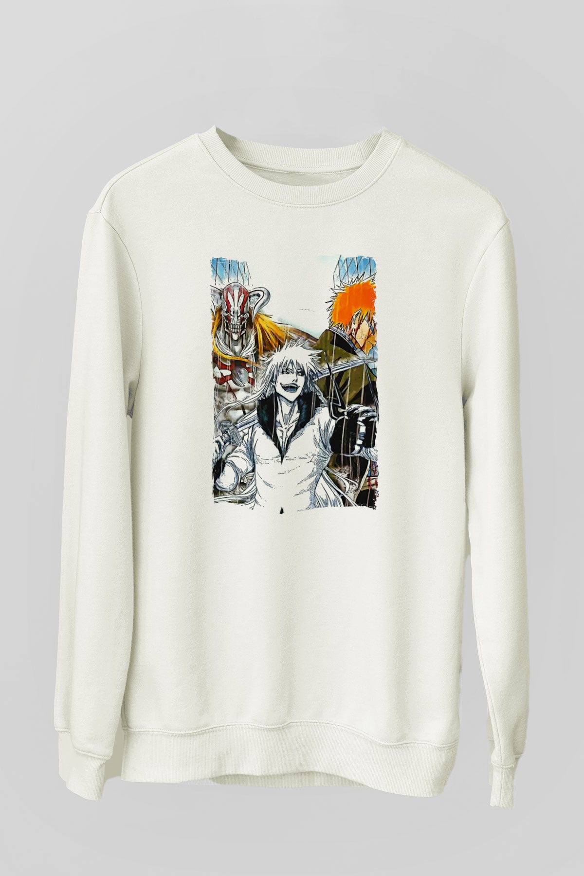 Bleach Baskılı Beyaz Unisex Sweatshirt