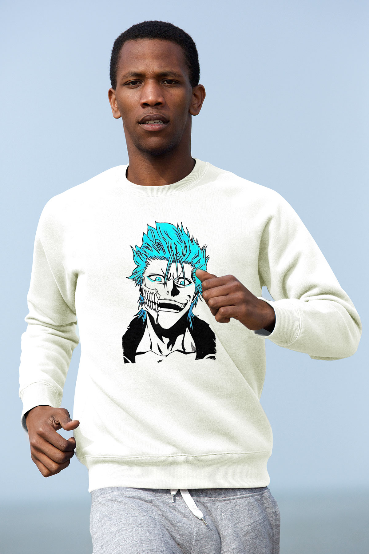 Bleach Baskılı Beyaz Unisex Sweatshirt