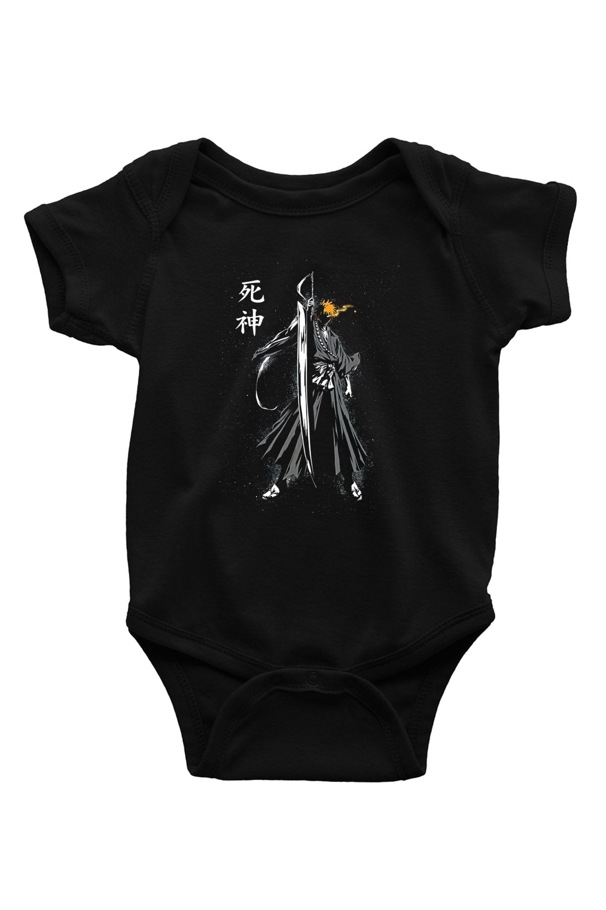 Bleach Baskılı Unisex Siyah Bebek Body - Zıbın