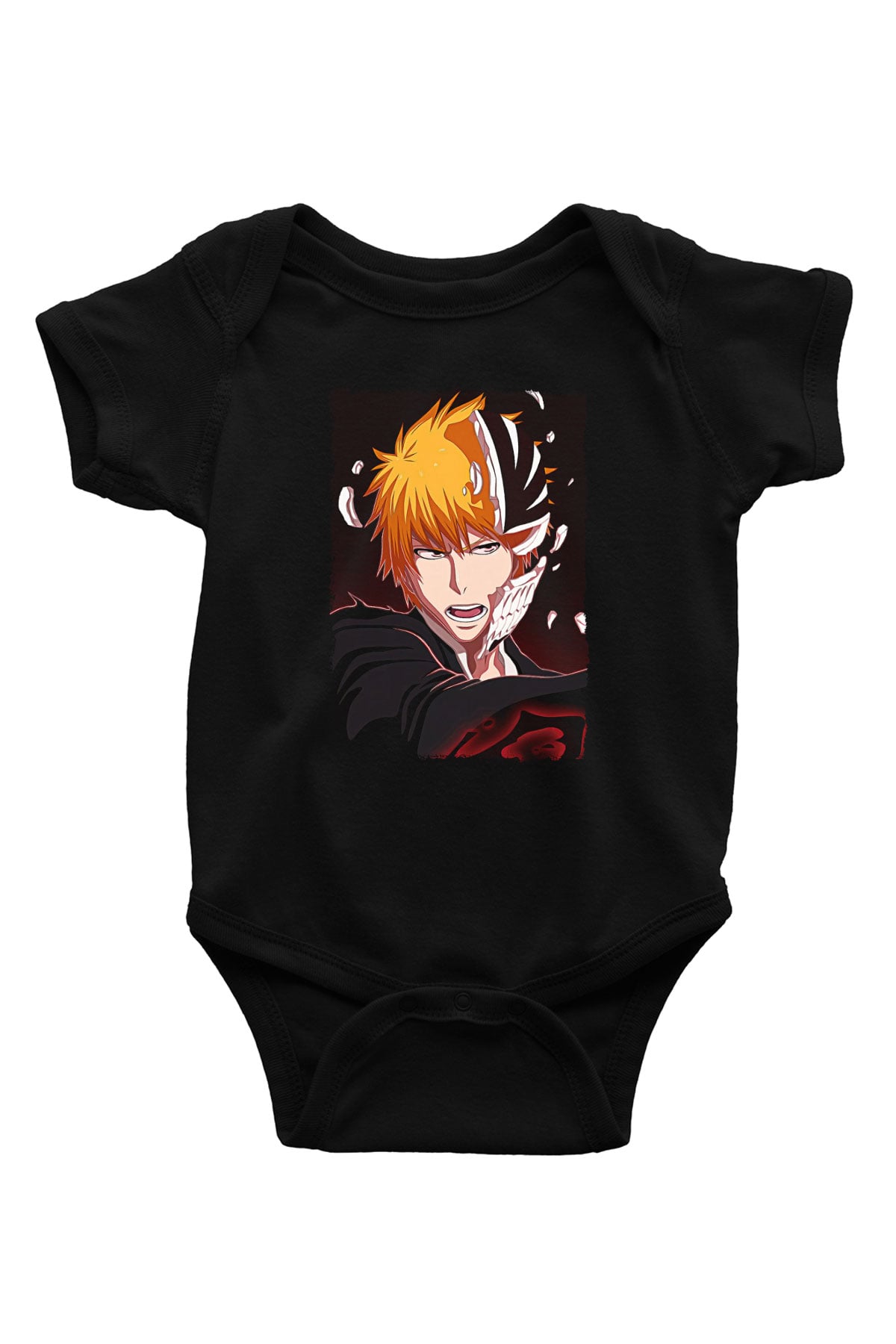 Bleach Baskılı Unisex Siyah Bebek Body - Zıbın