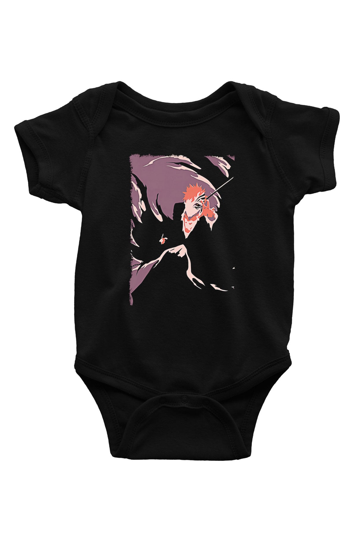Bleach Baskılı Unisex Siyah Bebek Body - Zıbın
