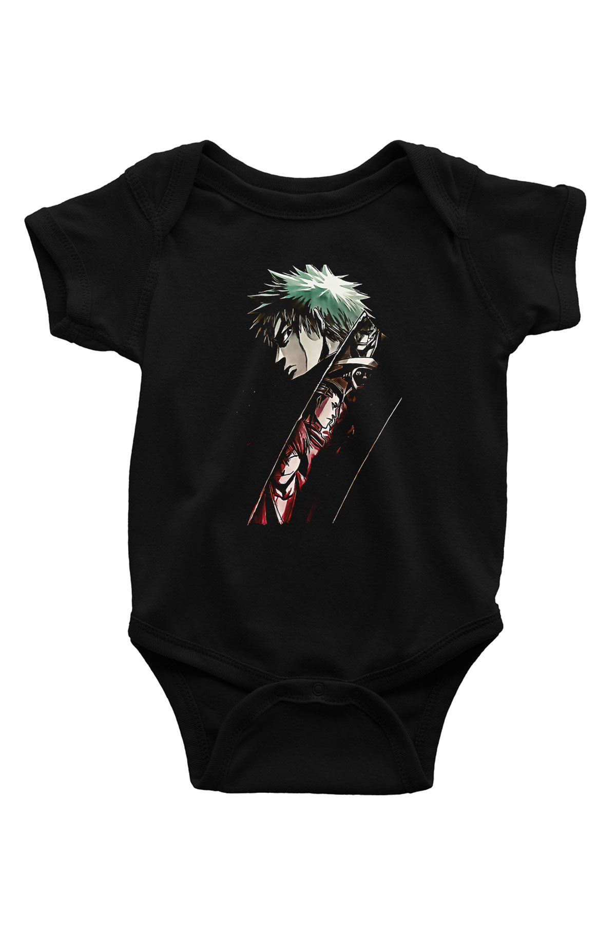 Bleach Baskılı Unisex Siyah Bebek Body - Zıbın