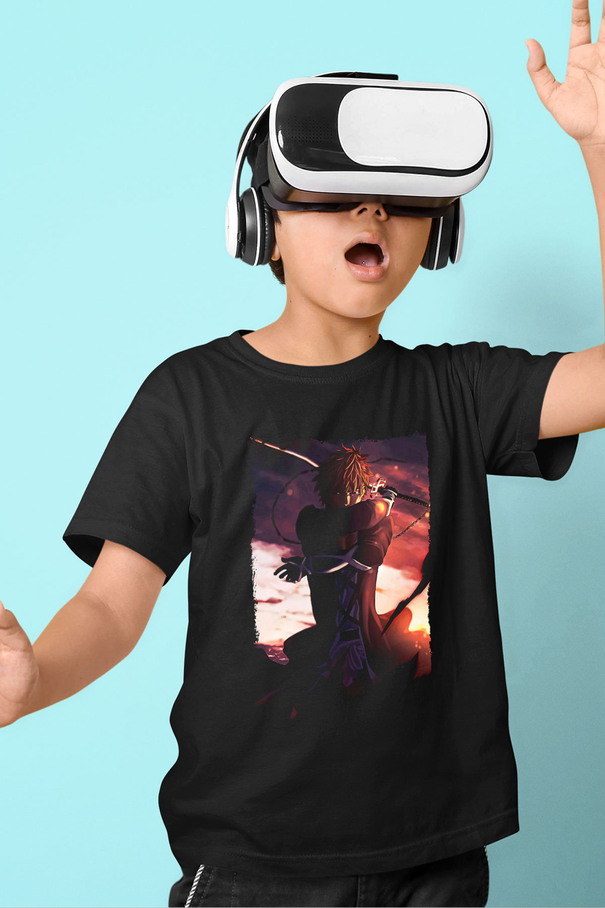 Bleach Baskılı Unisex Siyah Çocuk Tişört - Tshirt