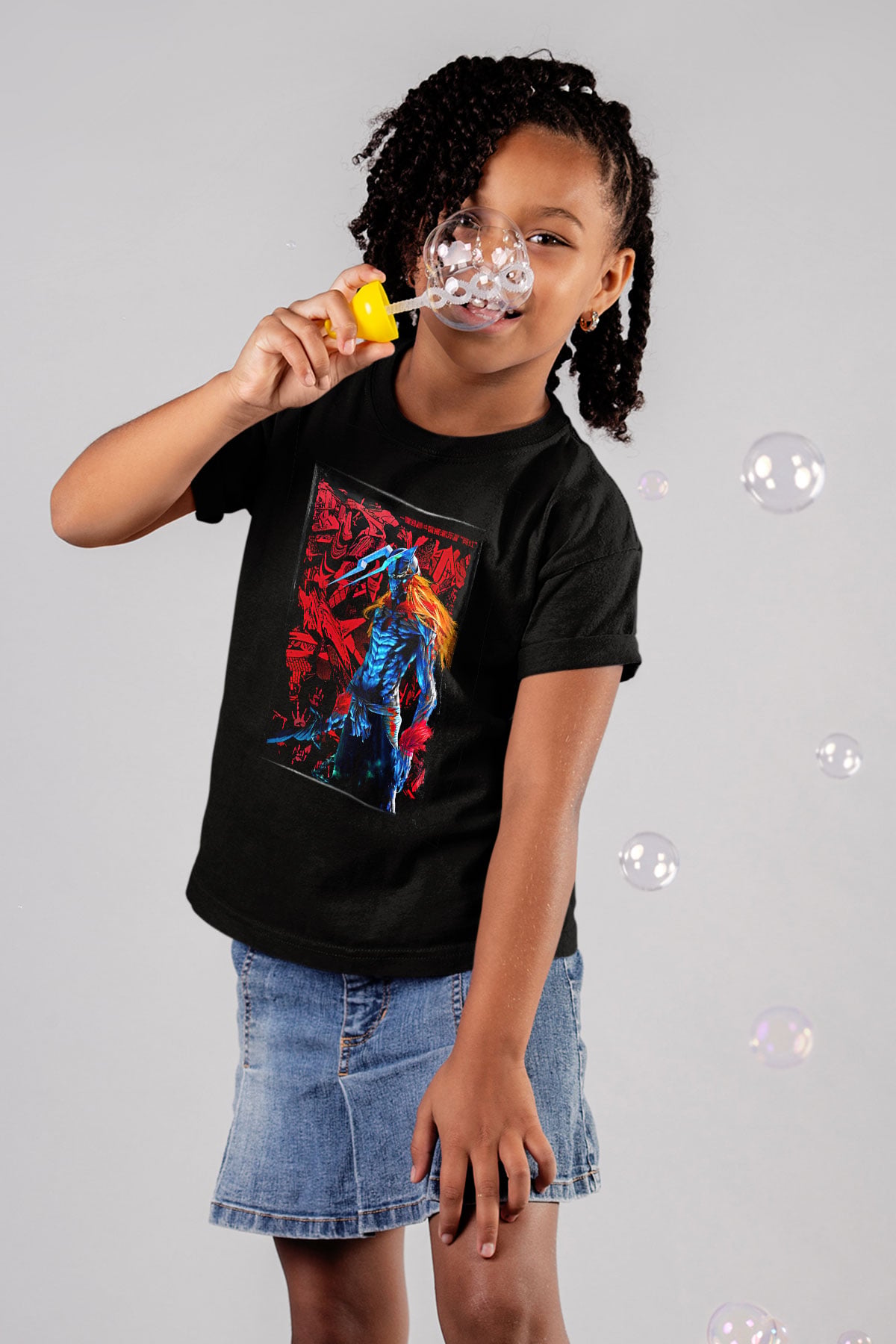 Bleach Baskılı Unisex Siyah Çocuk Tişört - Tshirt