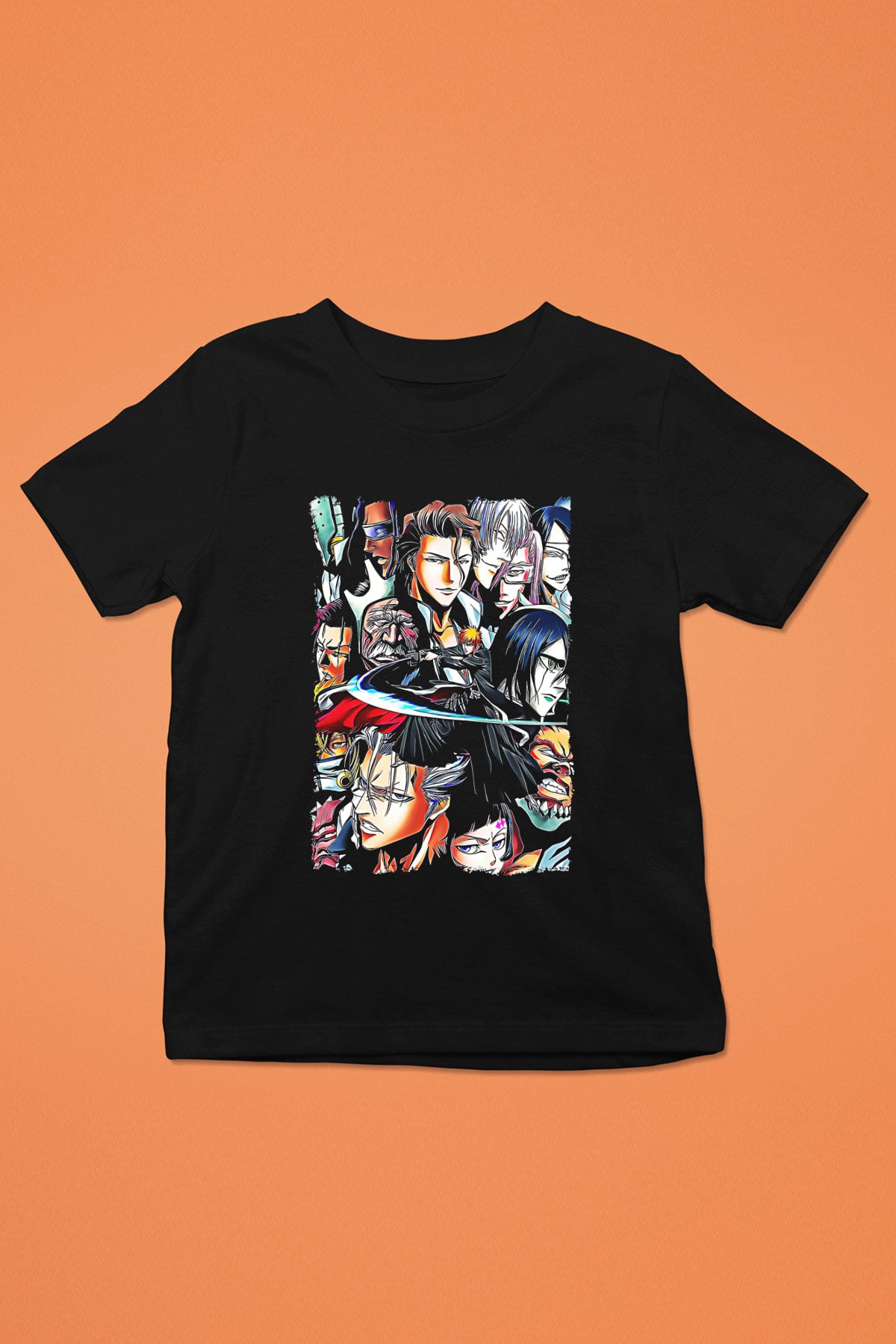 Bleach Baskılı Unisex Siyah Çocuk Tişört - Tshirt