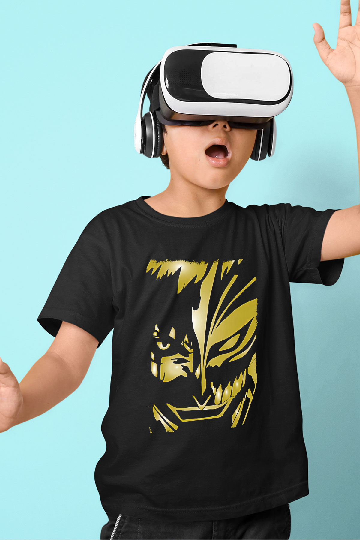 Bleach Baskılı Unisex Siyah Çocuk Tişört - Tshirt