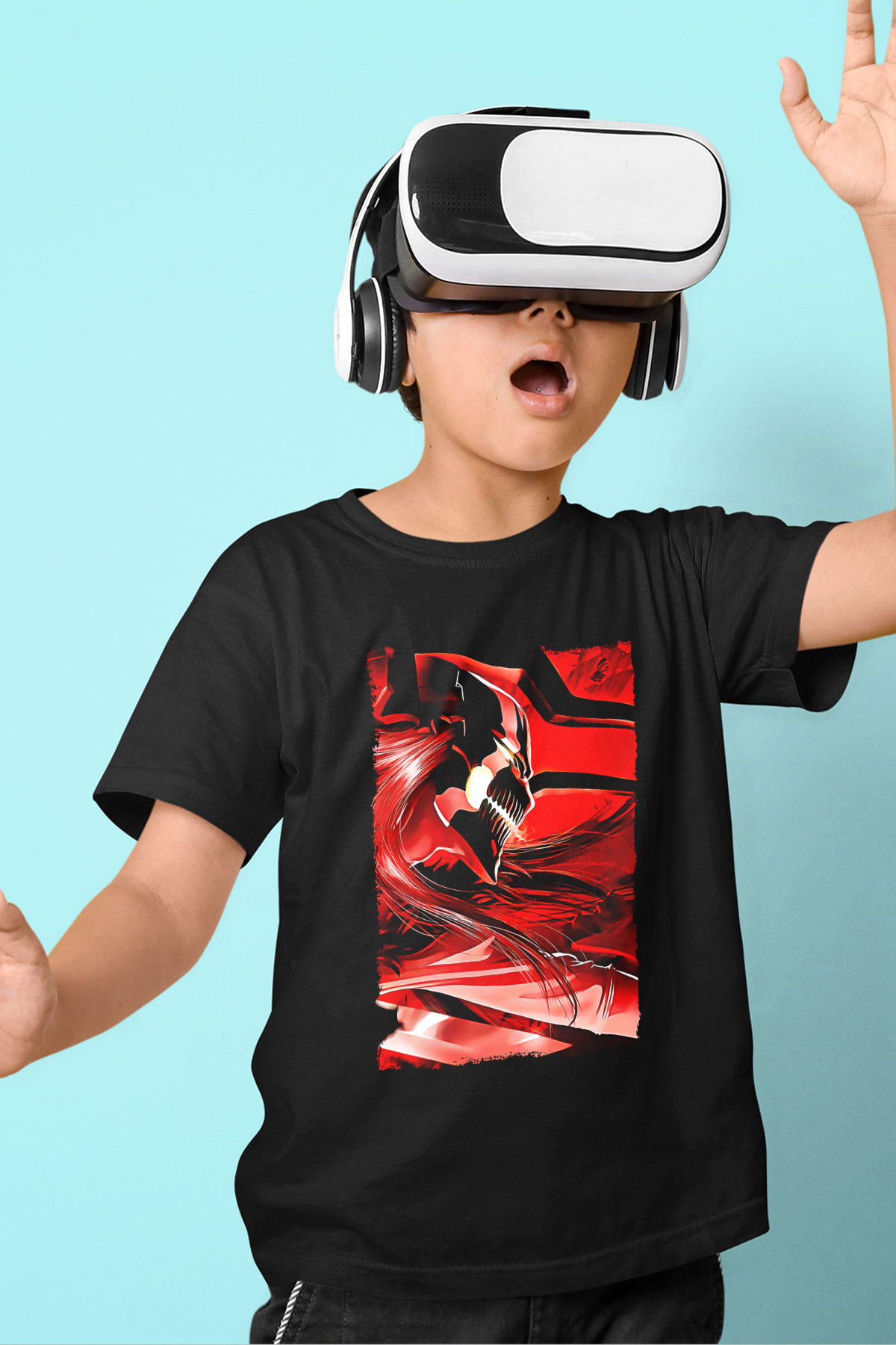 Bleach Baskılı Unisex Siyah Çocuk Tişört - Tshirt