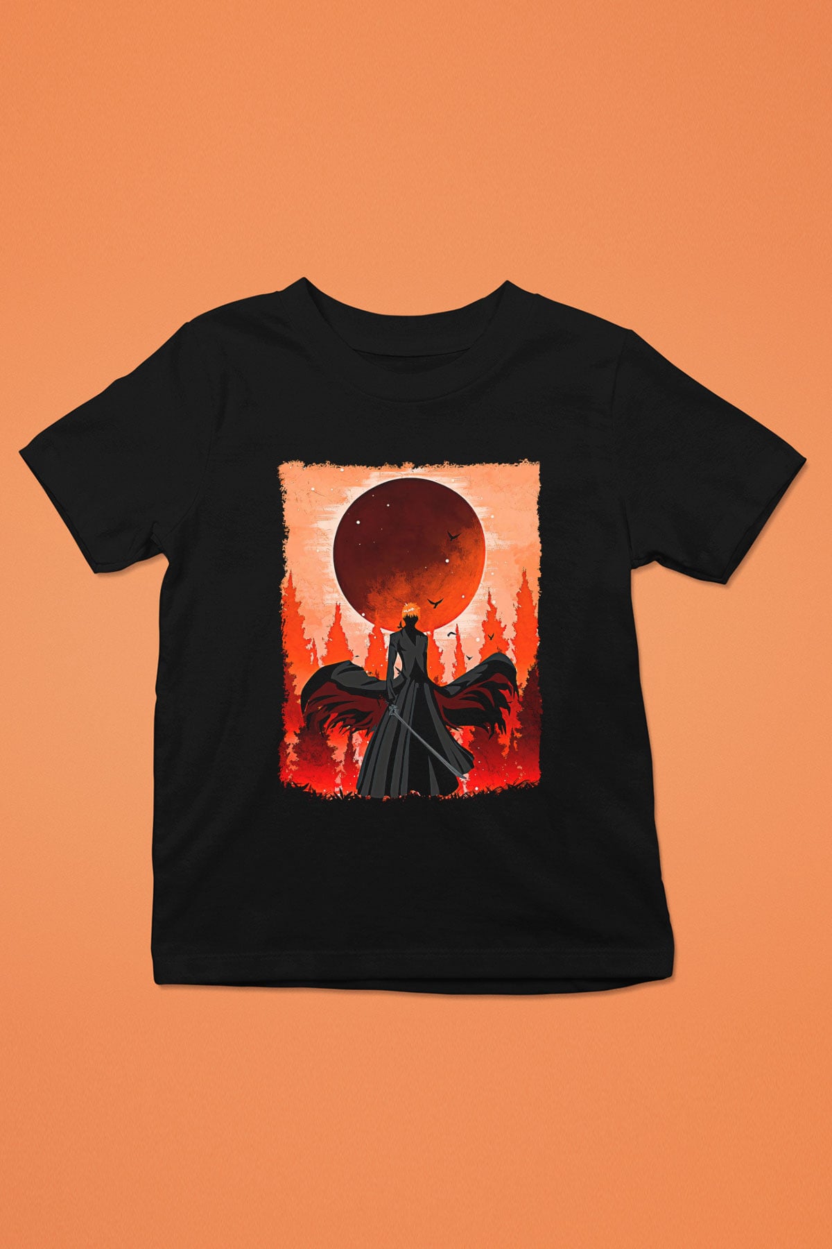 Bleach Baskılı Unisex Siyah Çocuk Tişört - Tshirt