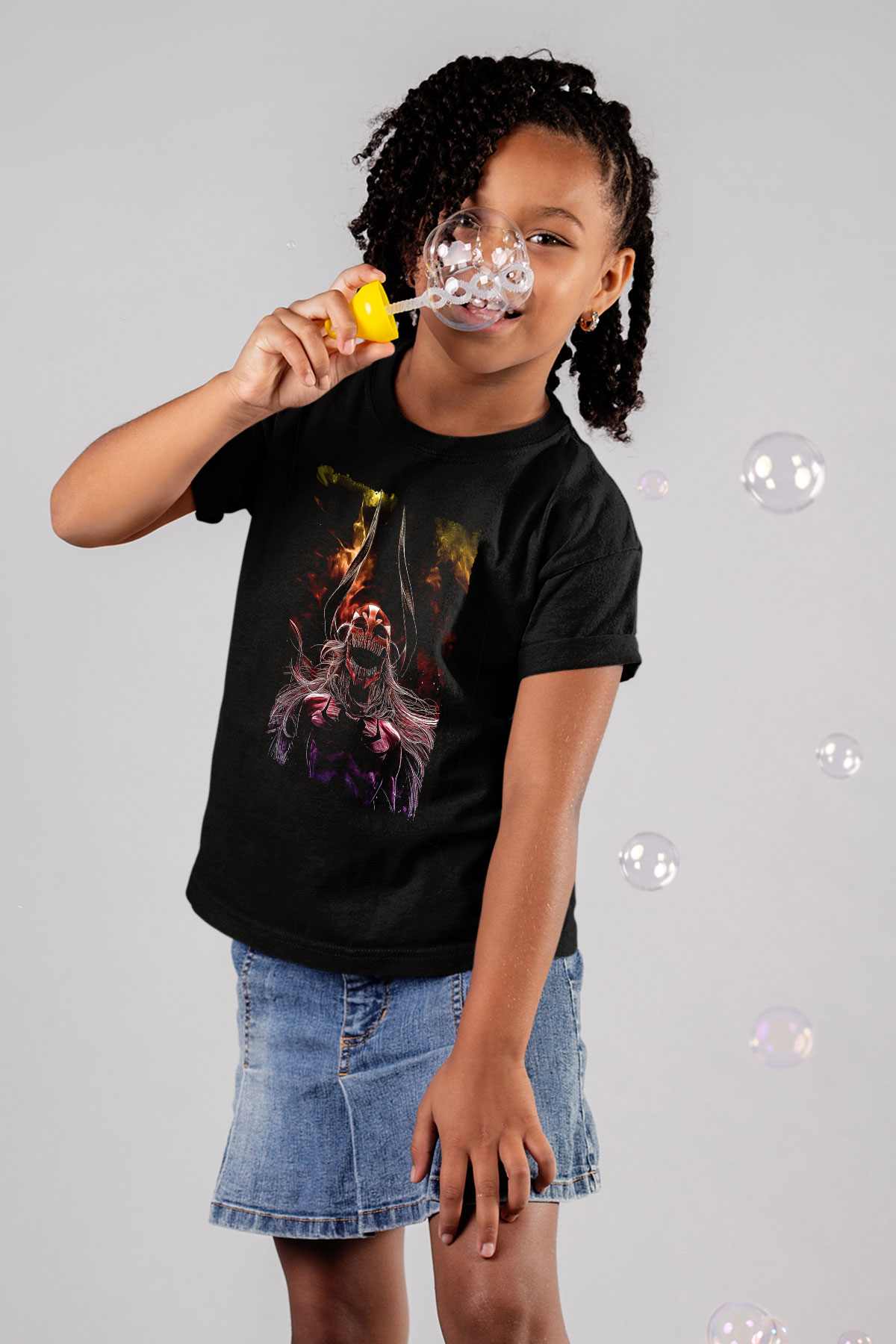 Bleach Baskılı Unisex Siyah Çocuk Tişört - Tshirt