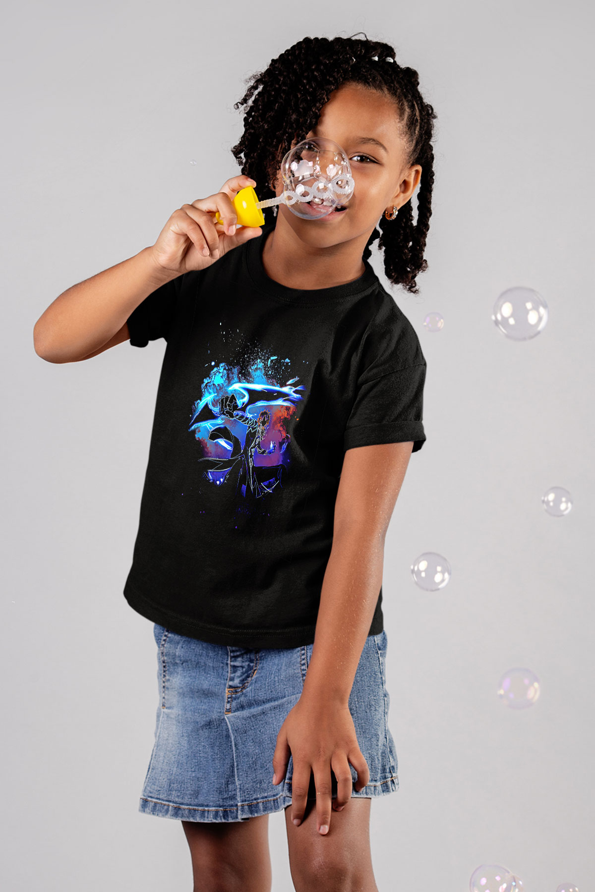 Bleach Baskılı Unisex Siyah Çocuk Tişört - Tshirt