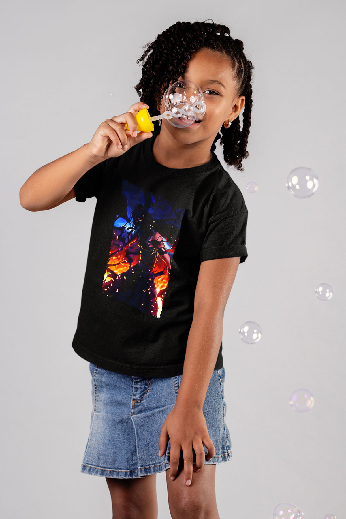 Bleach Baskılı Unisex Siyah Çocuk Tişört - Tshirt