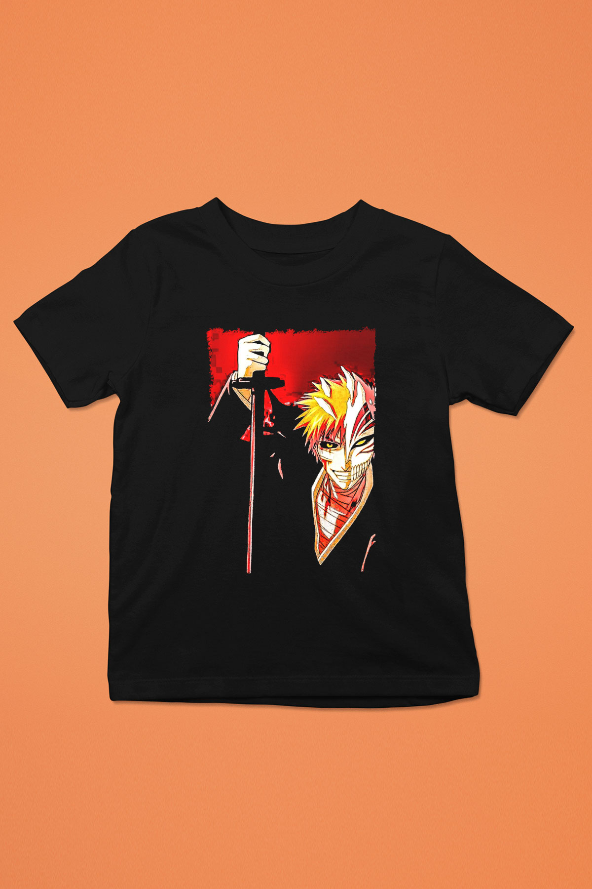 Bleach Baskılı Unisex Siyah Çocuk Tişört - Tshirt