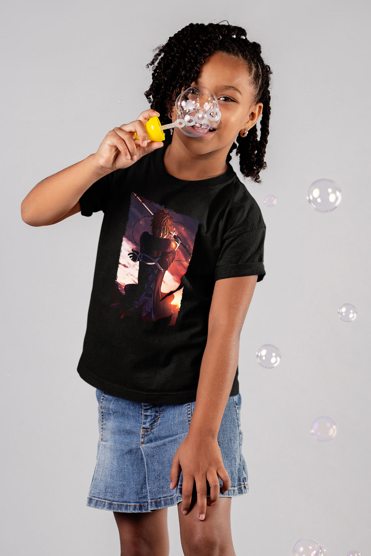 Bleach Baskılı Unisex Siyah Çocuk Tişört - Tshirt