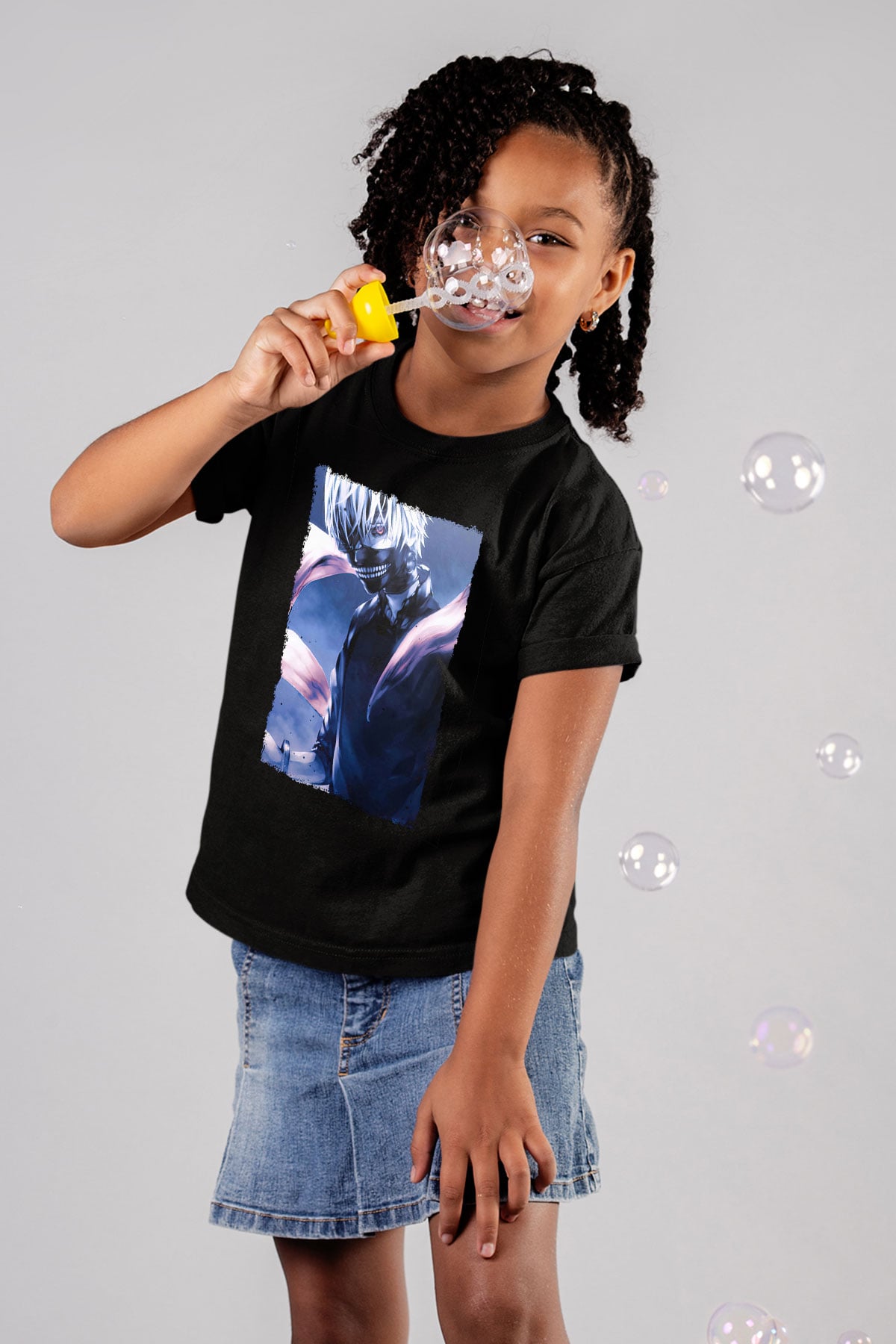 Bleach Baskılı Unisex Siyah Çocuk Tişört - Tshirt
