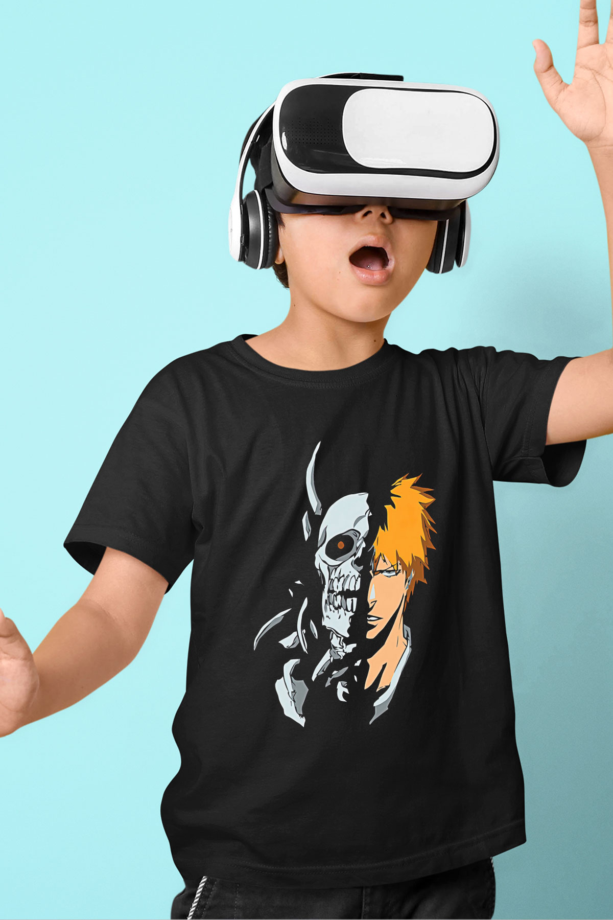 Bleach Baskılı Unisex Siyah Çocuk Tişört - Tshirt