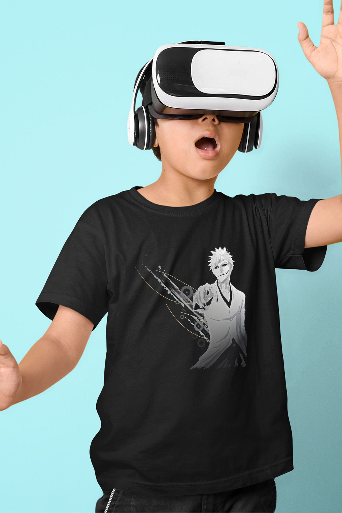 Bleach Baskılı Unisex Siyah Çocuk Tişört - Tshirt