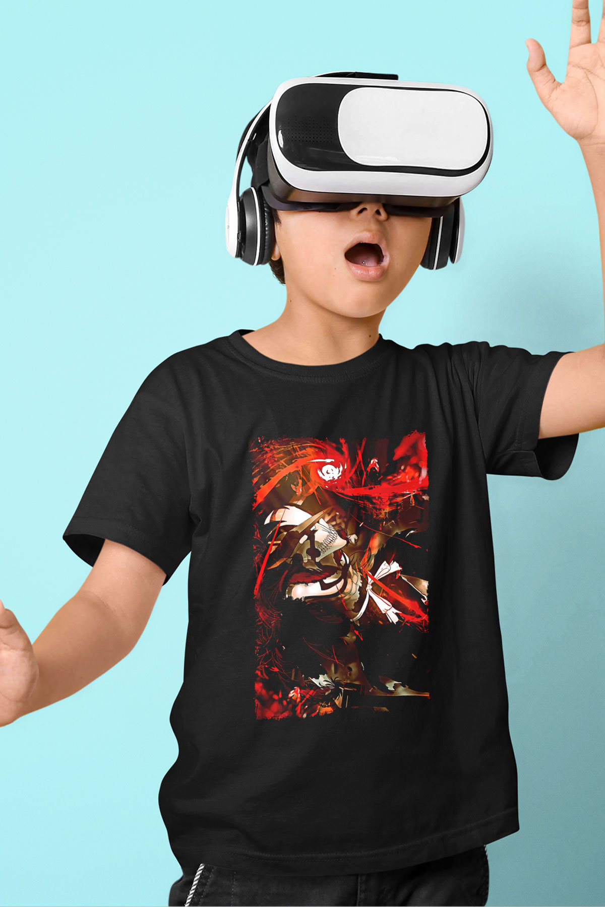 Bleach Baskılı Unisex Siyah Çocuk Tişört - Tshirt