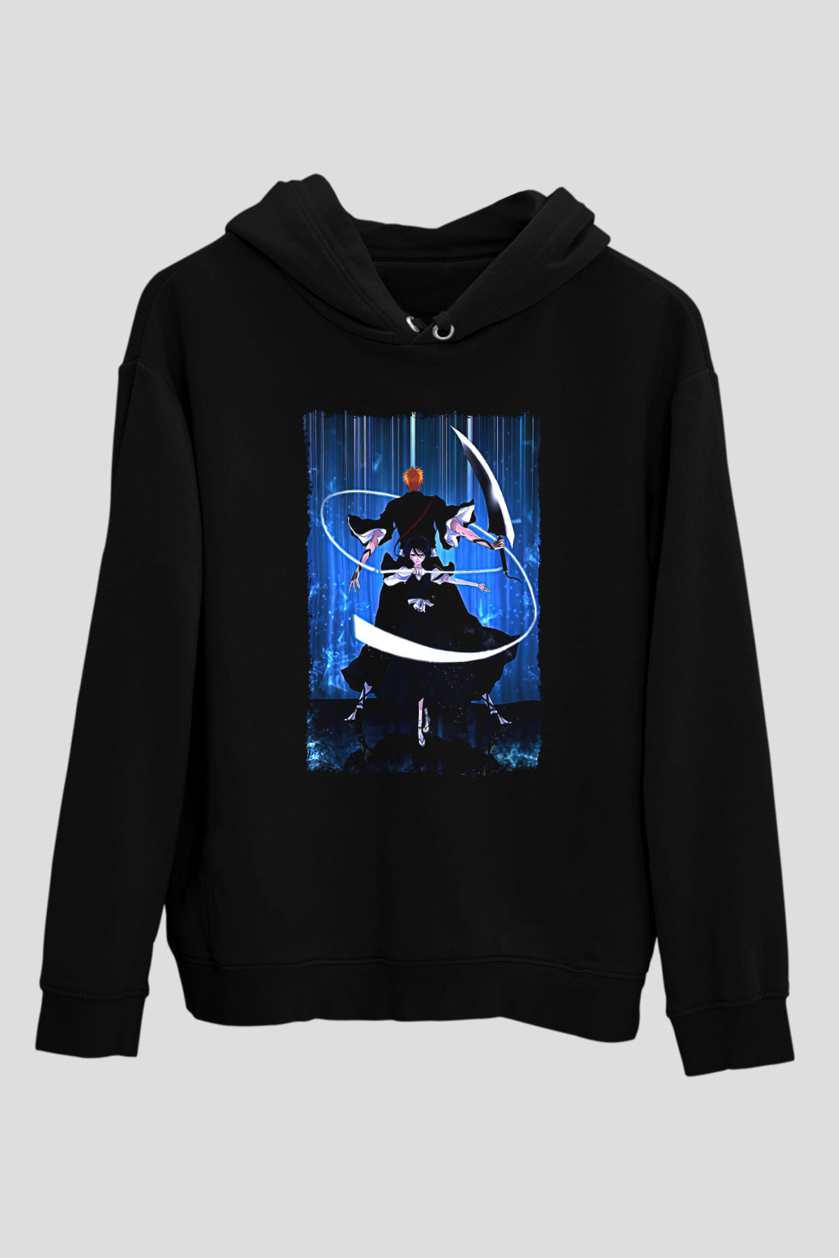 Bleach Baskılı Unisex Siyah Hoodie