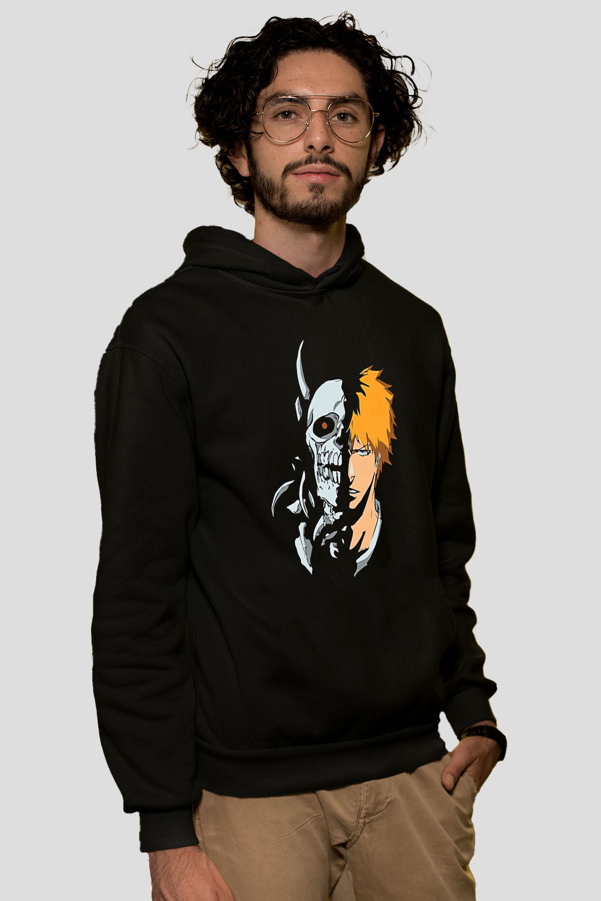 Bleach Baskılı Unisex Siyah Hoodie