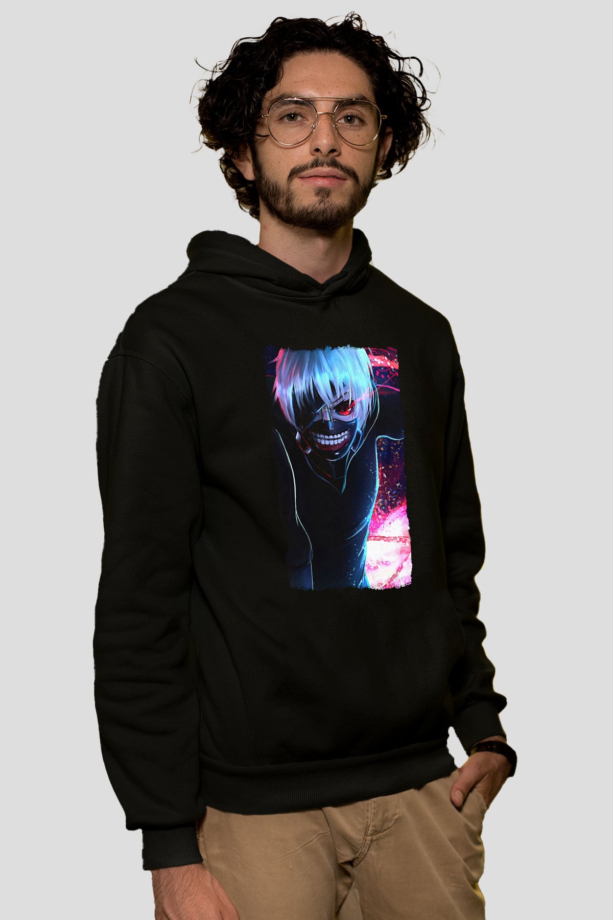 Bleach Baskılı Unisex Siyah Hoodie
