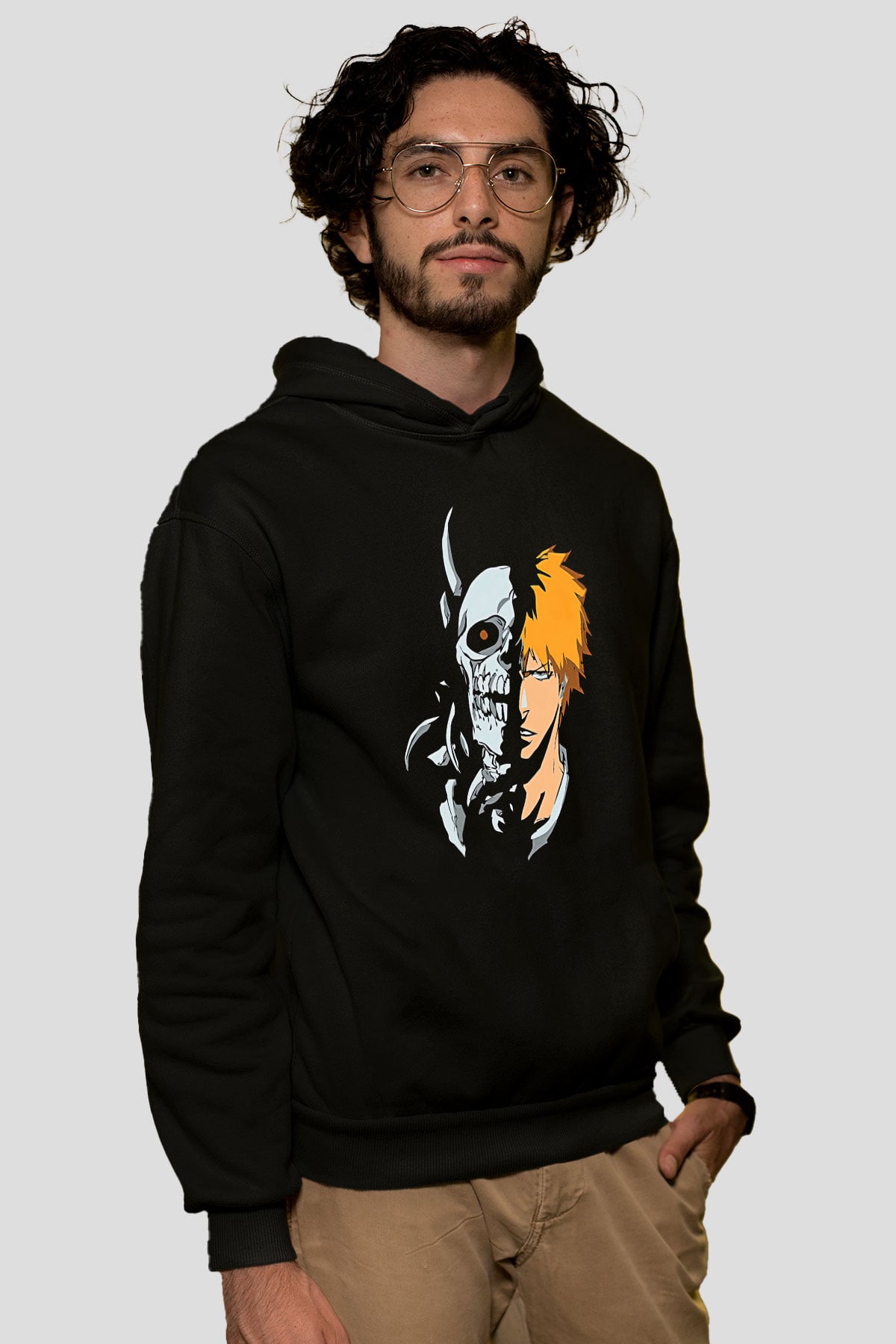Bleach Baskılı Unisex Siyah Hoodie