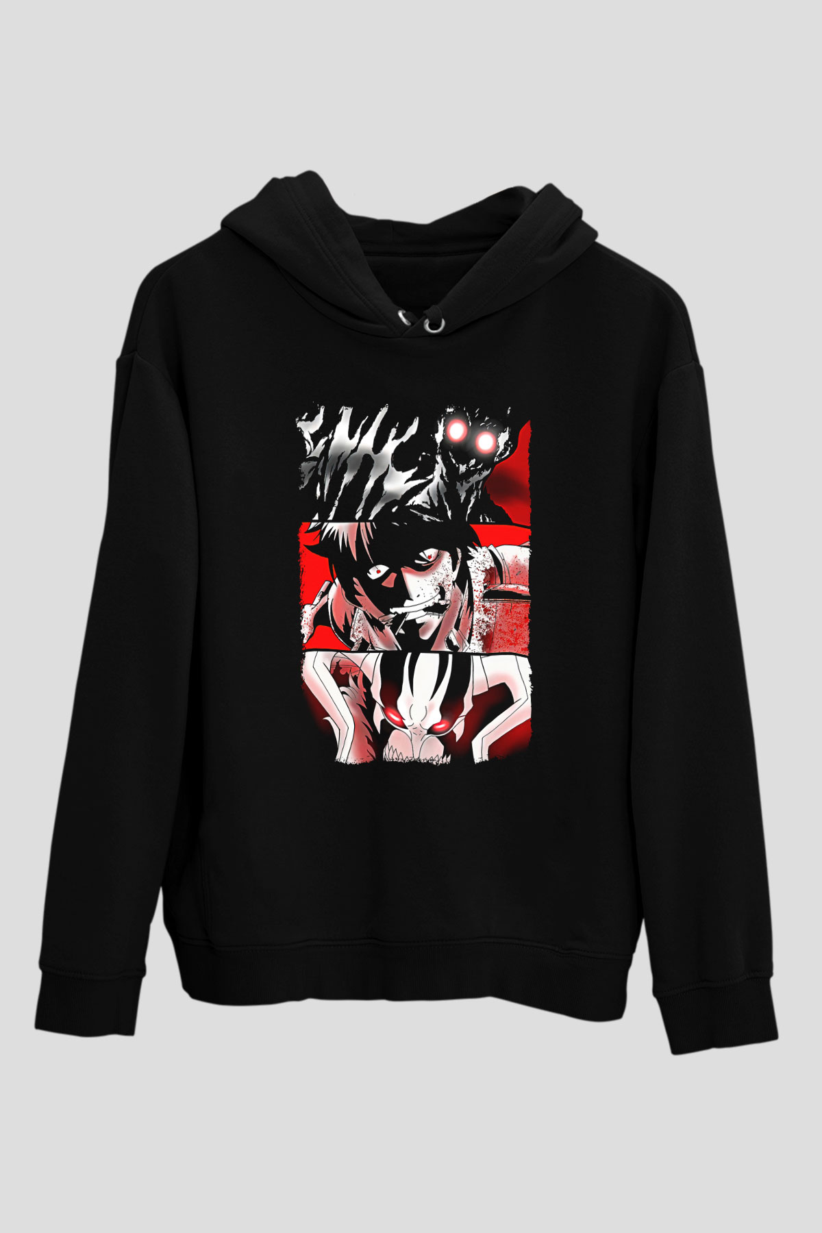 Bleach Baskılı Unisex Siyah Hoodie