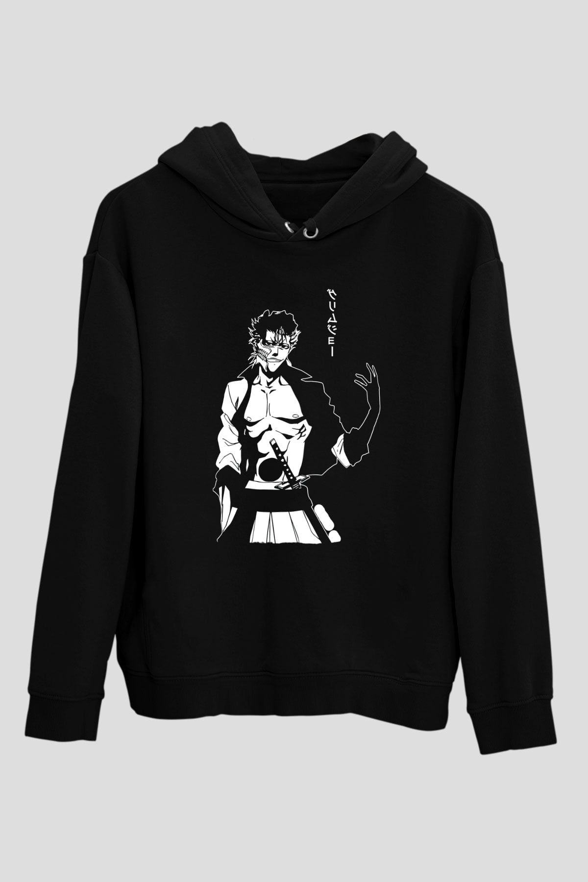 Bleach Baskılı Unisex Siyah Hoodie