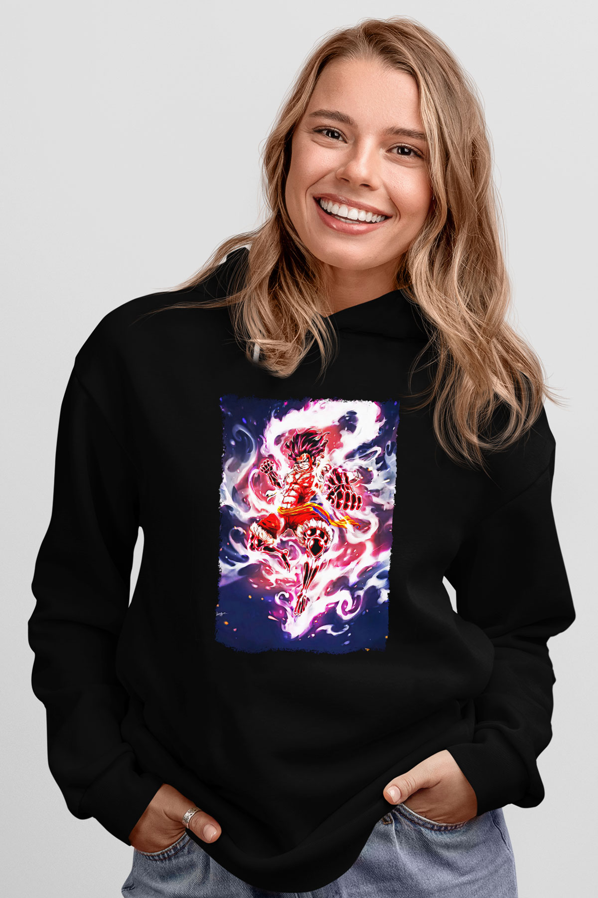 Bleach Baskılı Unisex Siyah Hoodie