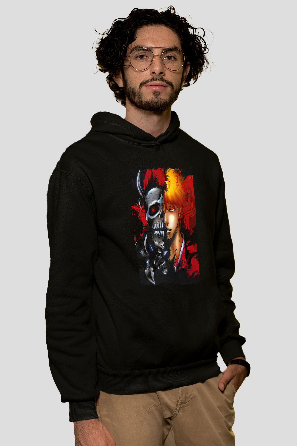 Bleach Baskılı Unisex Siyah Hoodie