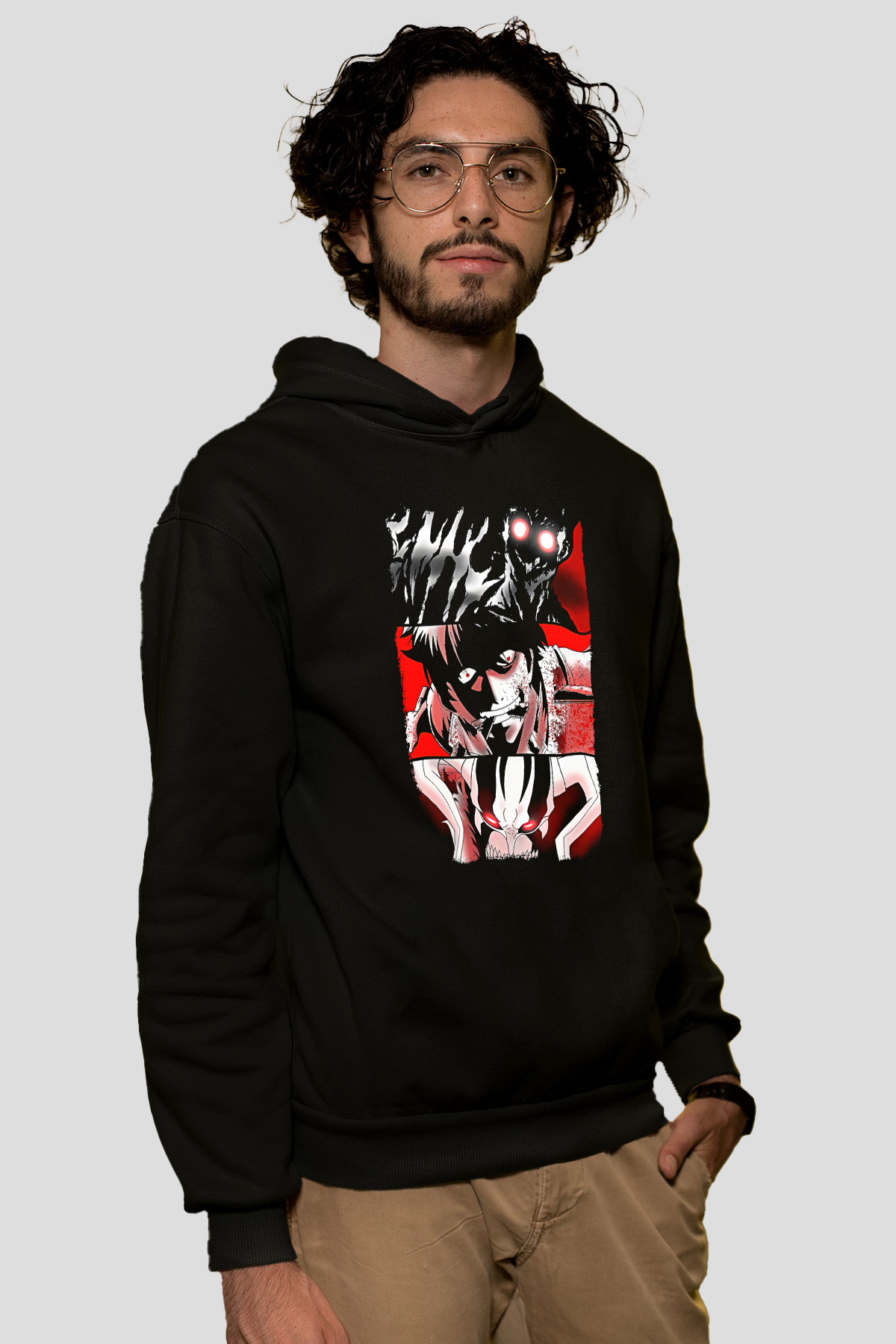 Bleach Baskılı Unisex Siyah Hoodie