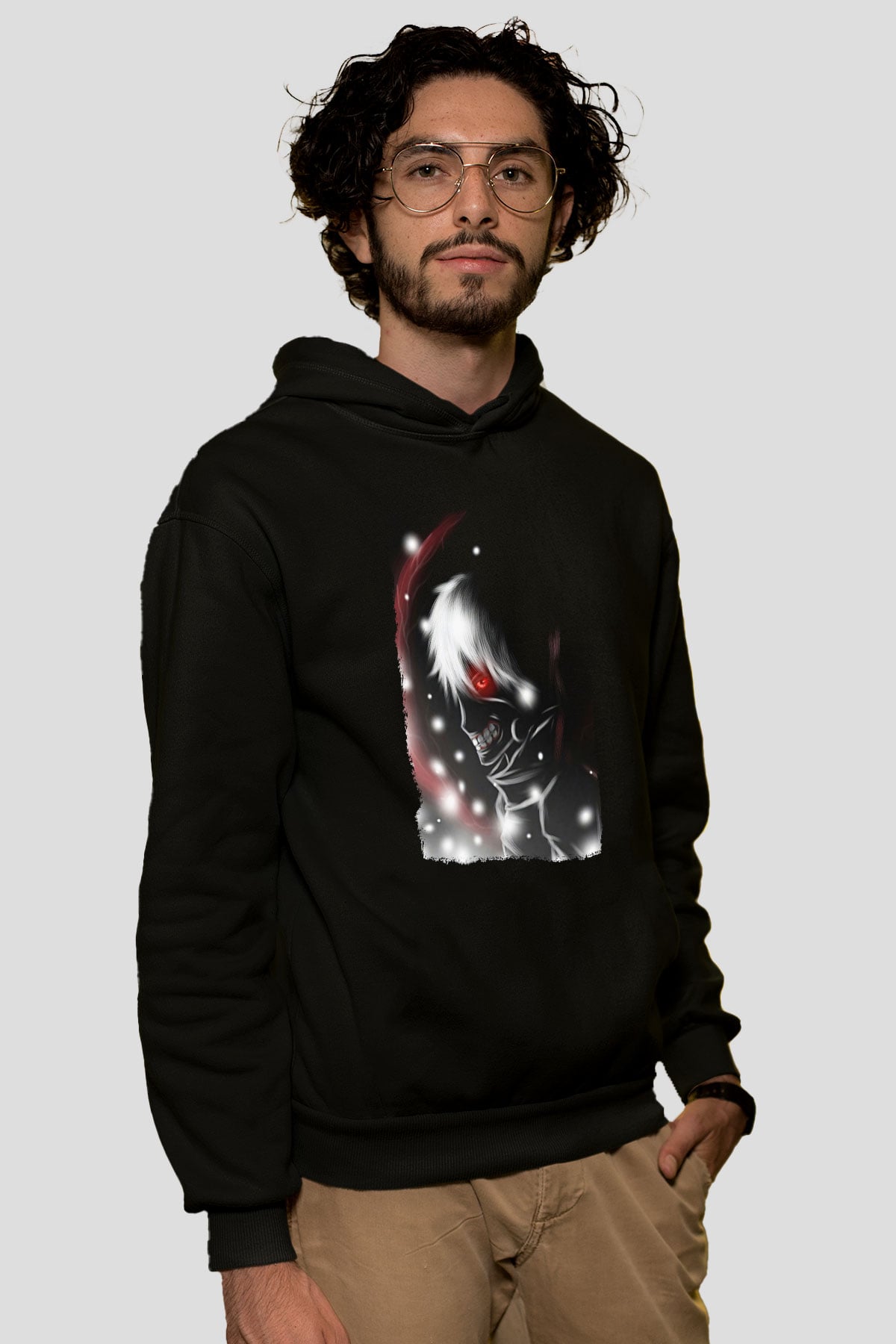 Bleach Baskılı Unisex Siyah Hoodie