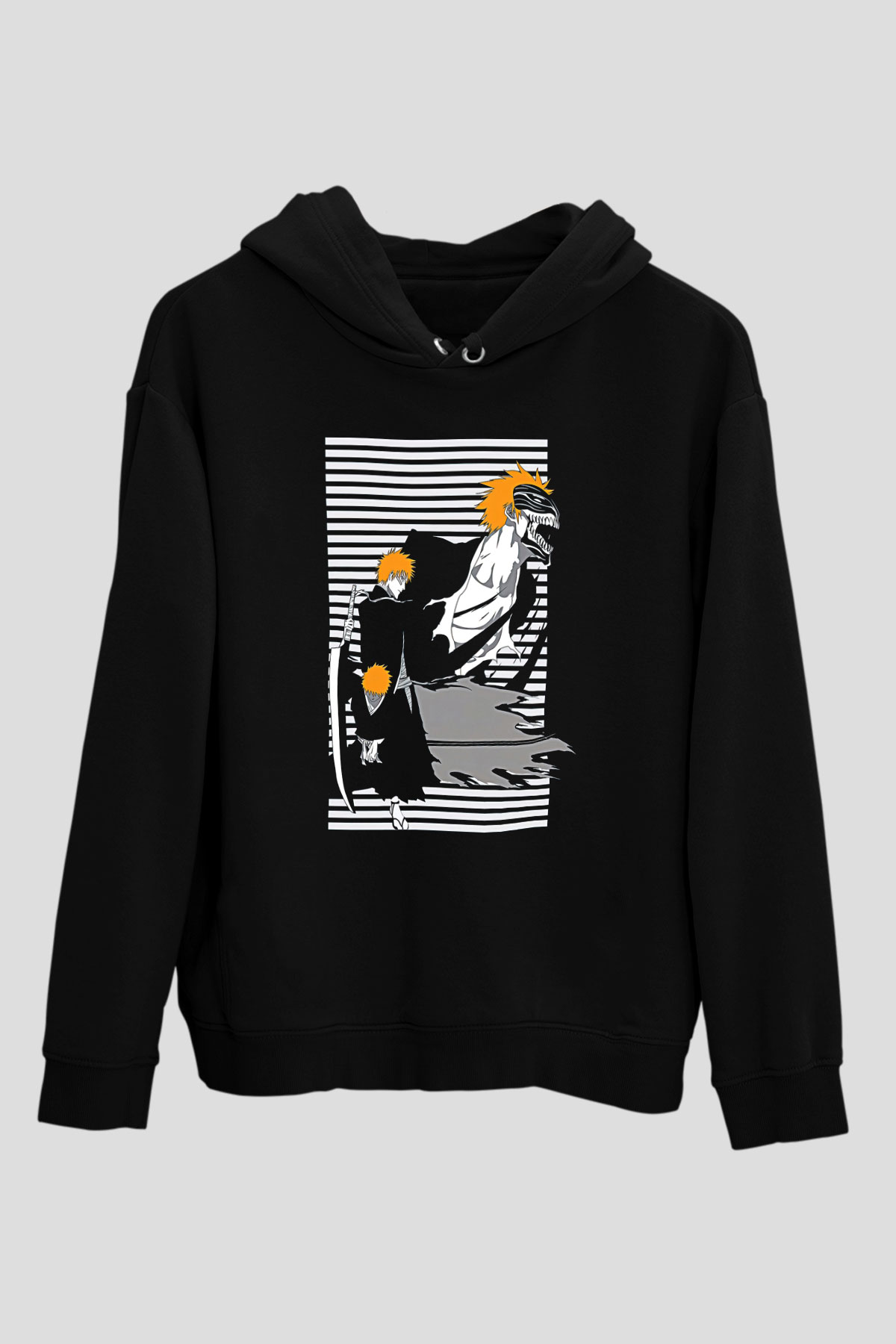 Bleach Baskılı Unisex Siyah Hoodie