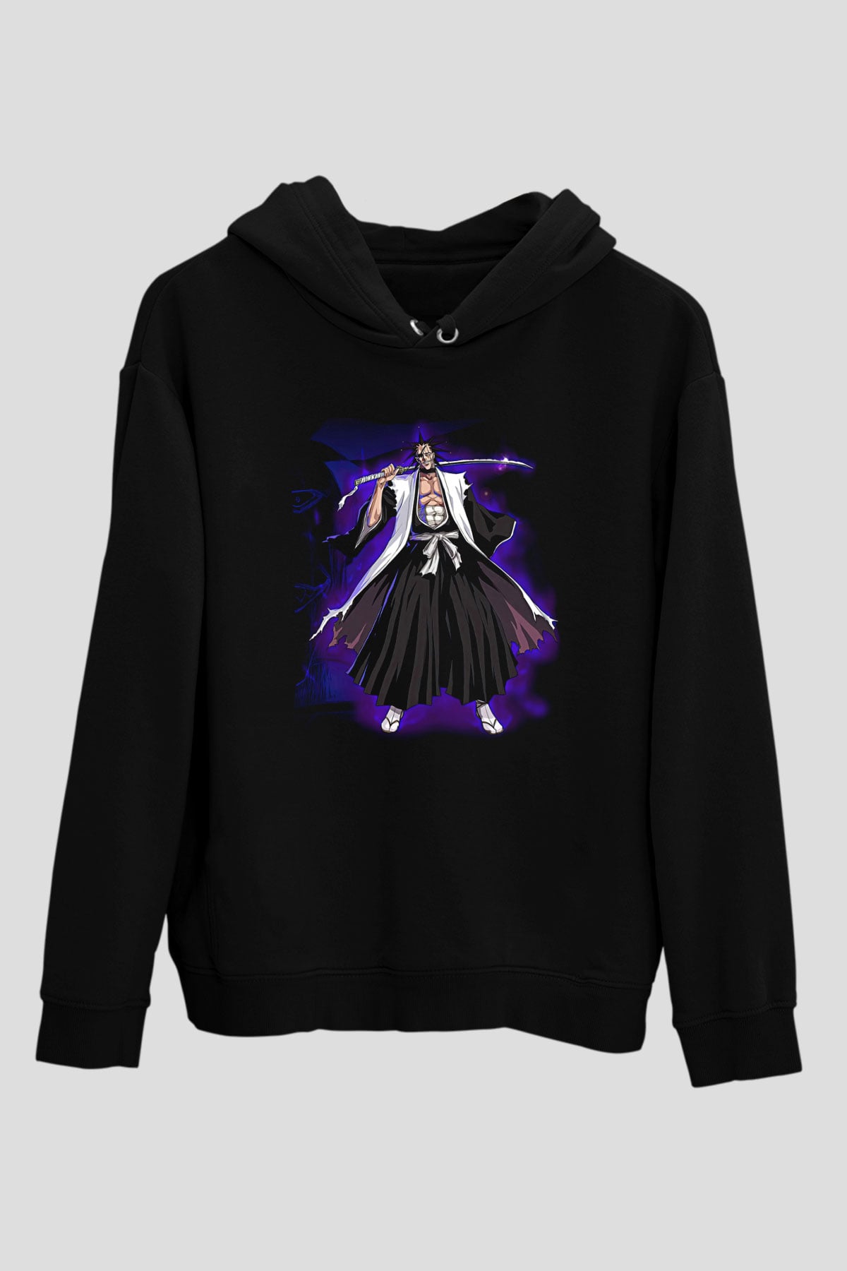 Bleach Baskılı Unisex Siyah Hoodie