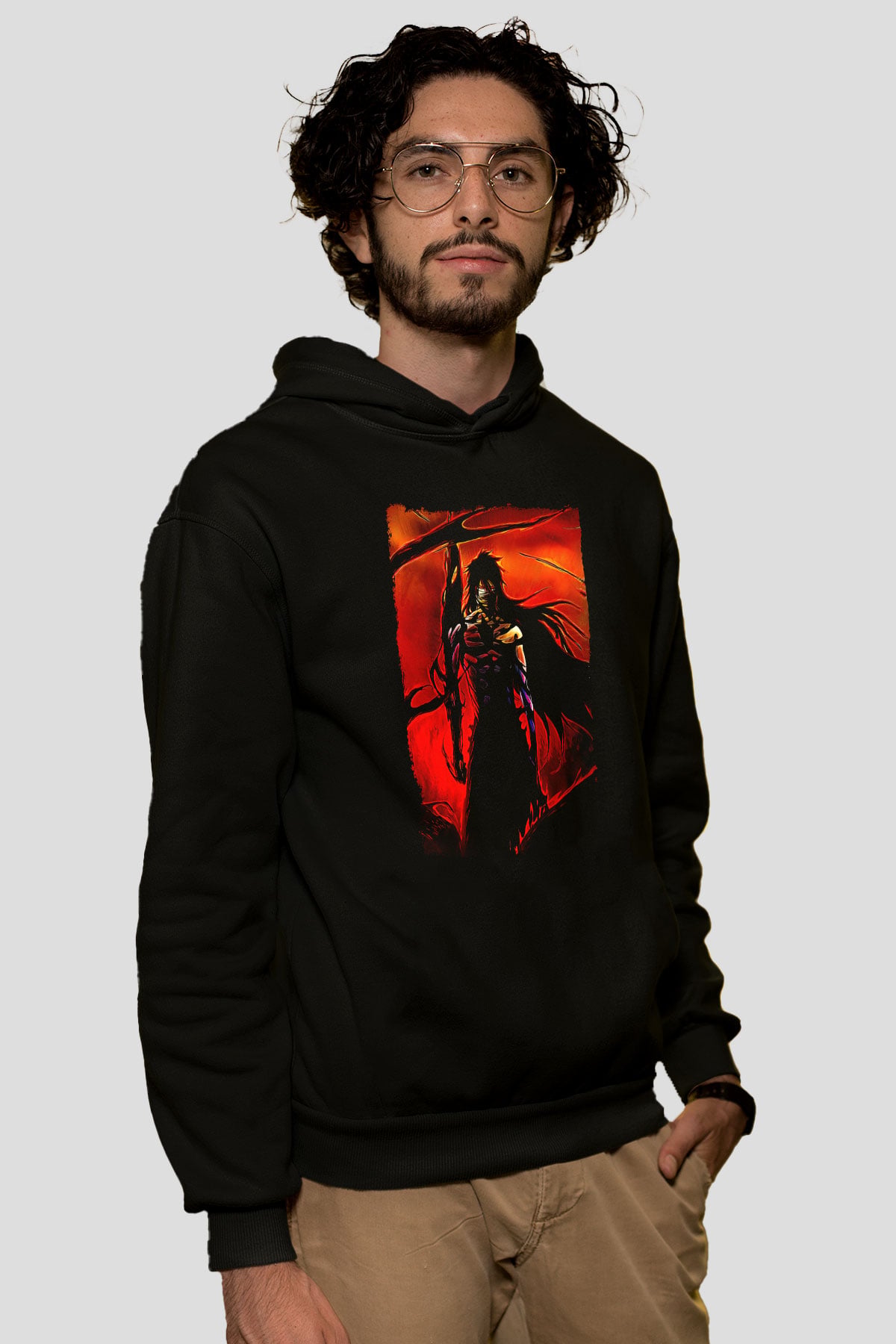 Bleach Baskılı Unisex Siyah Hoodie